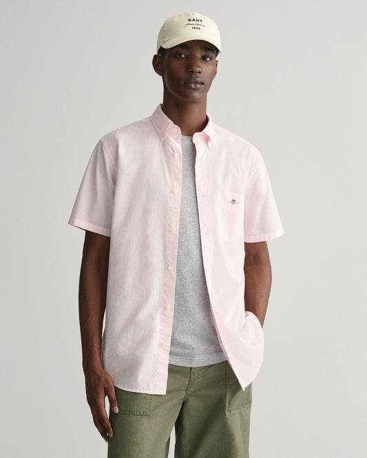 Gant Regular Poplin Short Sleeve Shirt (Light Pink)