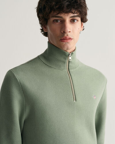 Gant Milano Knit Cotton Half Zip (Kalamata Green)