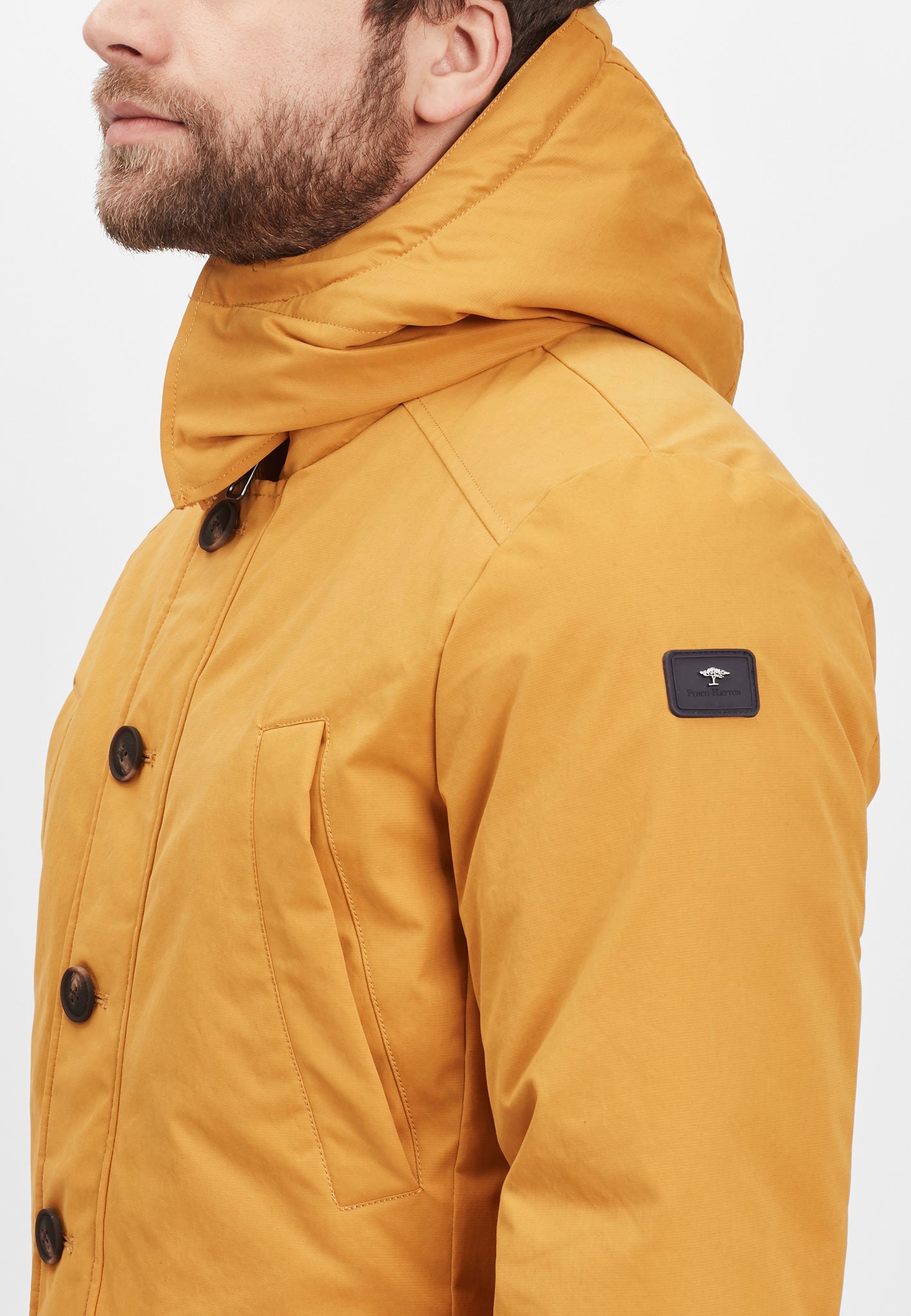 Fynch Hatton Padded Lining Parka, Jackets & Coats in regular Classic fit.   Chosen in a mustard colour. ( 1221  2609 119)