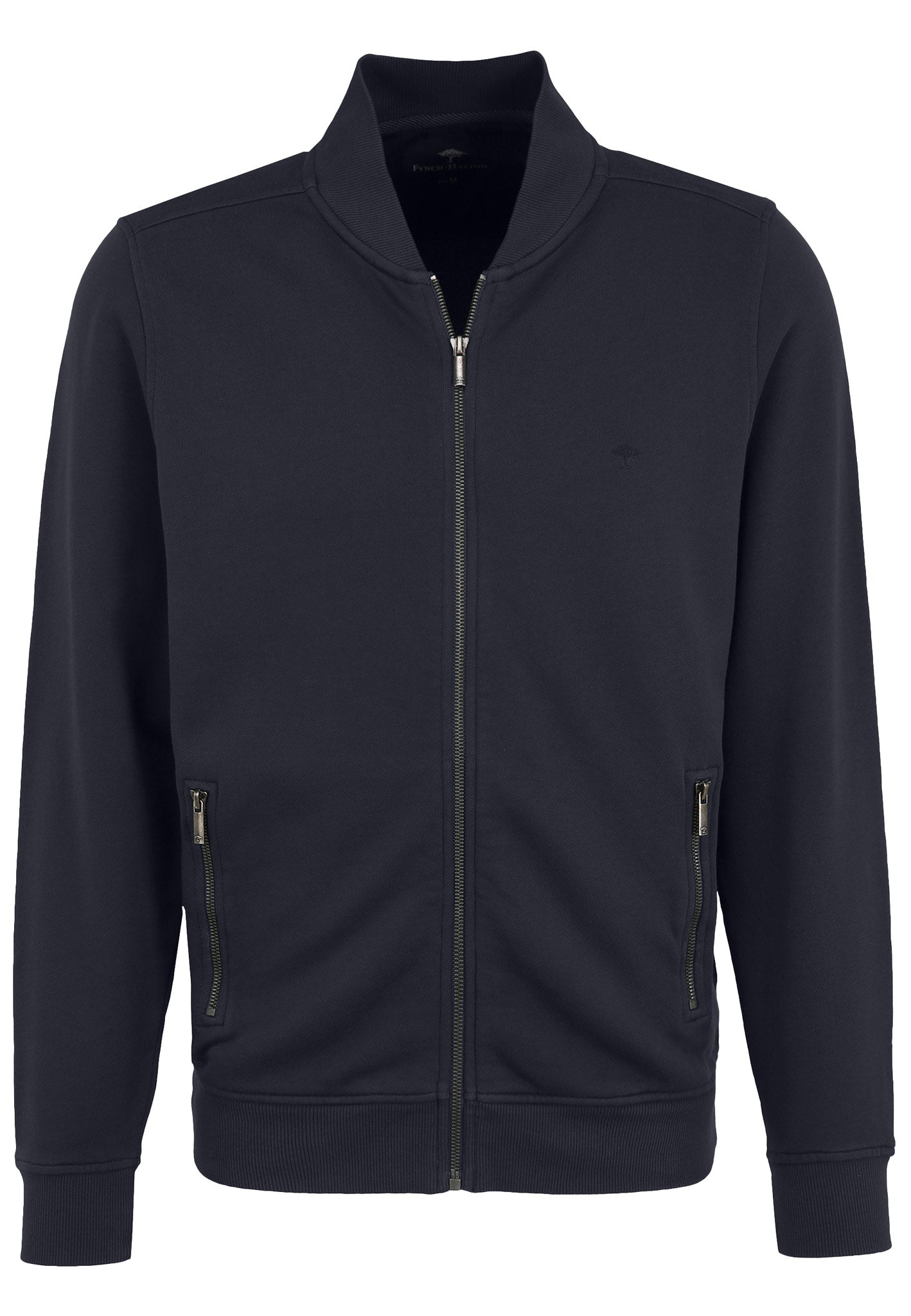 Fynch Hatton Pure Cotton College-Style Sweat Jacket in regular Classic fit.   Chosen in a navy colour. ( 1221  3601 685)