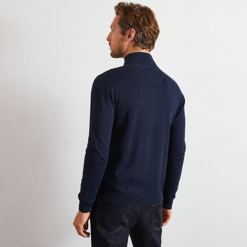 Eden Park Knitwear - Navy blue cotton cardigan with zipper