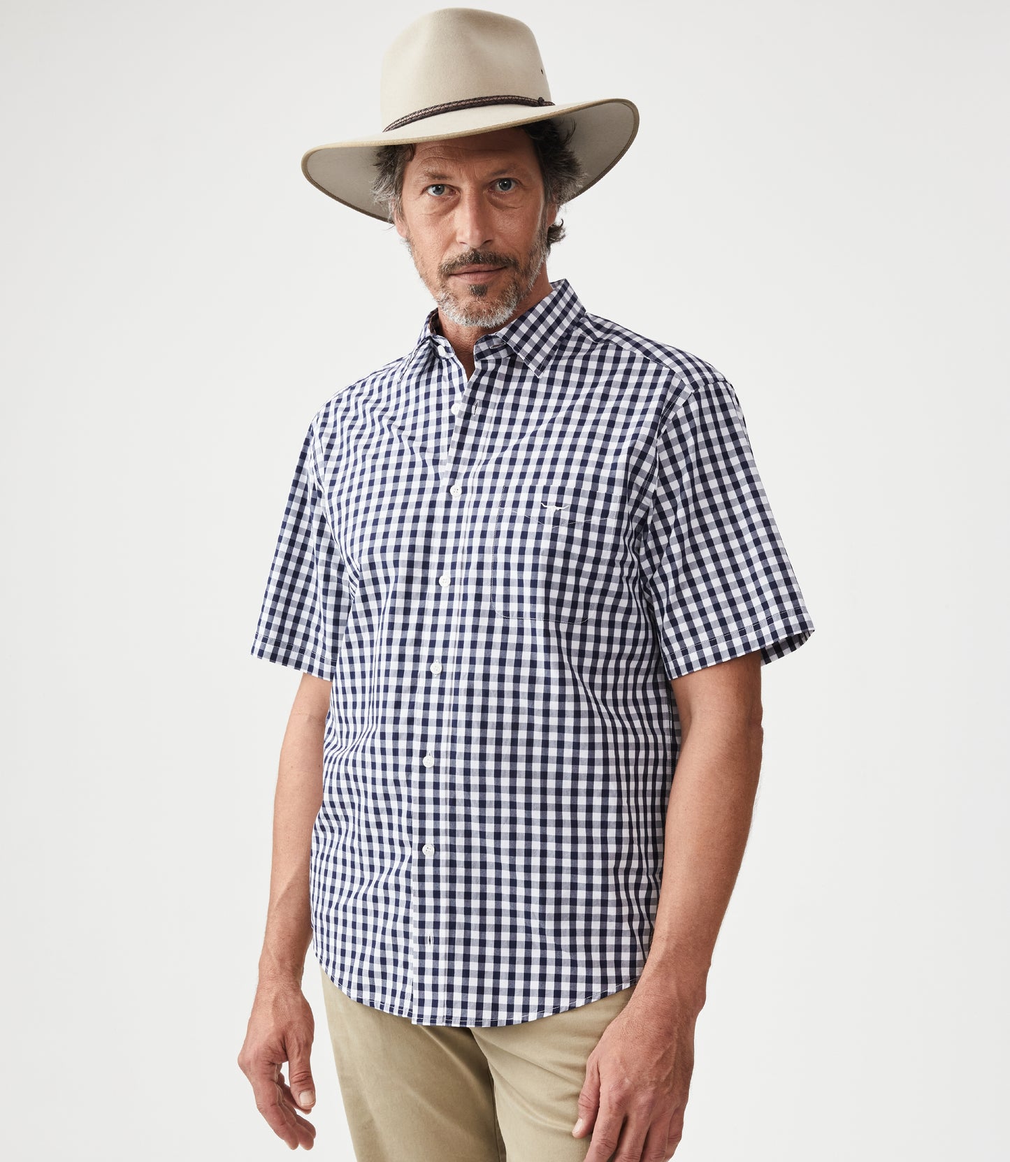 R.M. Williams, the Hervey Shirt in Navy White