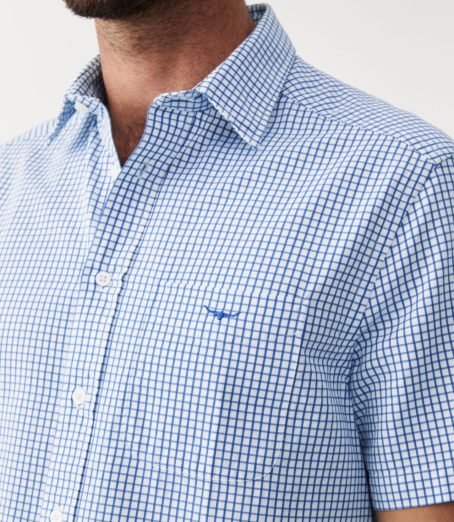R.M. Williams, the Hervey Shirt in White Blue